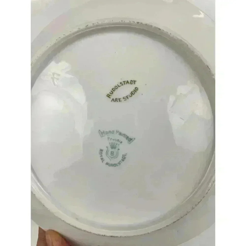 Royal Rudolstadt Prussia Hand Painted Floral Plate Roses Stein 7.5" Gold Trim - Picture 4 of 9